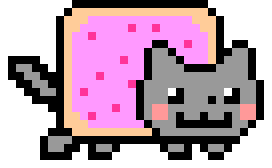 Nyan Cat fliegt mit einem Regenbogenschweif